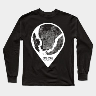 Cape Coral, USA City Map - Travel Pin Long Sleeve T-Shirt